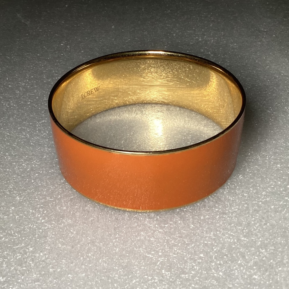 J. Crew Wide Bangle Orange Enamel Bracelet (Gold-tone/Orange)